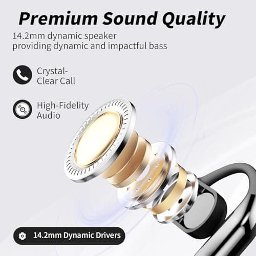 Open Ear Clip Wireless Earbuds Bone Conduction Headphones, Bluetooth 5.4, Open Ear Design for Running Fitness,office，Built-in Mic, IPX7 Waterproof, LED Display Charging Case,Ear Hooks Ear Buds 6
