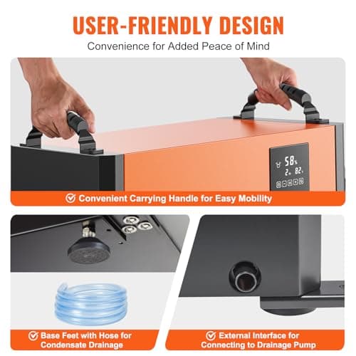 VEVOR 125 Pints Commercial Dehumidifier with Drain Hose for Crawl Spaces, Basements Warehouse & Job Sites, Large Capacity Dehumidifier for Water Damage Restoration, Auto Defrost, CSA Listed 6