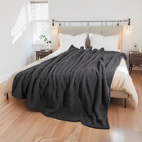 Eydna Electric Heated Blanket Full Size 72"×84" with 9 Heating Levels & 1-10Hs Auto Off，Double Sided Plush Sherpa, Energy Efficient, Machine Washable, for Couch & Bed, Dark Gray 8