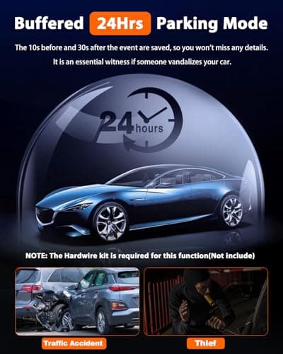 CAMBLO 4K+2K Dash Cam Front and Rear,3.2" IPS Full Screen Dual Dash Camera for Cars,Free 64G Card,5G Wi-Fi APP Control,HDR Ninght Vision Dash Camera,G-Sensor,170°Wide Angle, 24H Parking Mode,512GB MAX 7