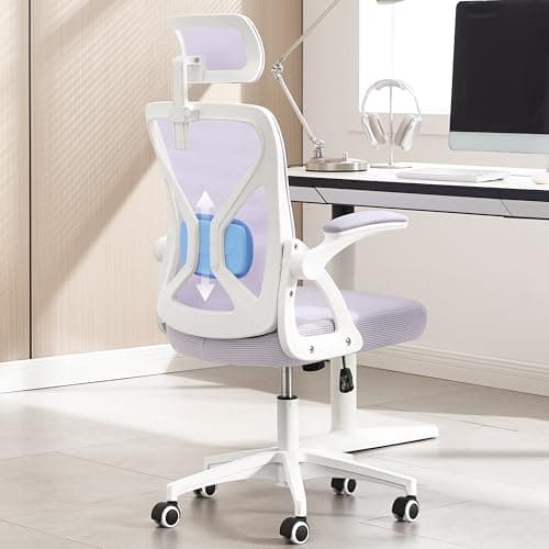 Nexthro Office Chair,Ergonomic Desk Chair with Adjustable Lumbar Support,Purplr Office Chair 400 Lbs Mesh Computer Chair High Back with Headrest for Home Office (Lavender)