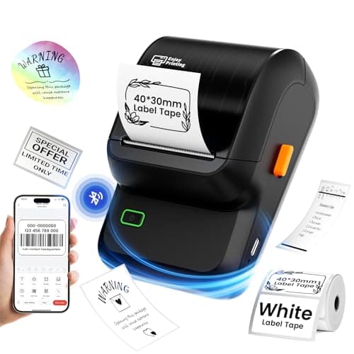 NelkoGlobal Label Maker Machine with Tapes,M100 Thermal Label Printer,Versatile App with 2000 Icons and 300 Templates,Barcode Label Maker Output 0.78''-2'' Paper, Home, Office, School, Black