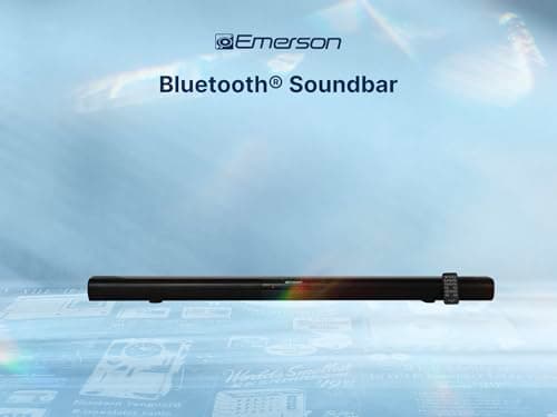Emerson EHS-2004 42-Inch Bluetooth Soundbar with Built-in Subwoofer, 2.1 Channel Audio, USB/AUX Inputs, FM Radio, Wall Mountable, Remote Control, and Digital LED Display 7
