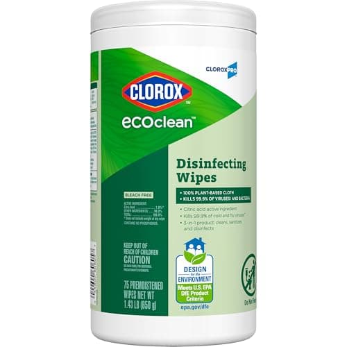 CloroxPro Clorox EcoClean Disinfecting Wipes, Multipurpose 100% Plant Based Cleaning Cloths, Antibacterial Disinfectant, Safe for Multi Surface Use, 75 Count 11