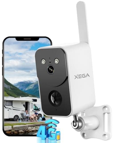 Xega 4G Cellular Security Camera Outdoor Wireless, No WiFi Camera with Built-in SIM Card, 1000mAh Battery Powered, Motion Detection Night Vision Two-Way Audio Siren Warning Light Alarm APP Alert IP66