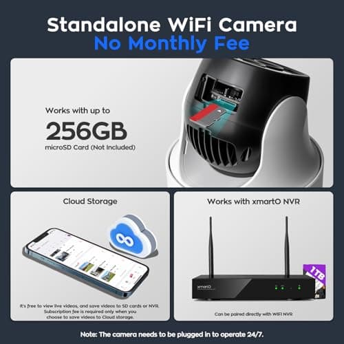 xmartO 10X Zoom Security Camera, 6MP HD Wireless PTZ Home Security System for Indoor Outdoor Surveillance, Security Camera System with Auto Tracking, 24/7 Surveillance, 2-Way Audio 6