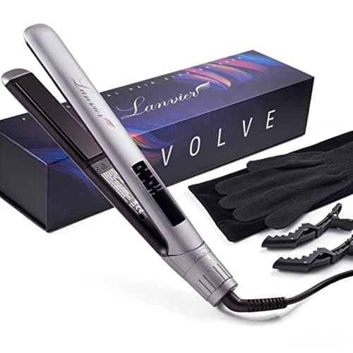 LANVIER Hair Straightener Flat Iron, 2 in 1 Hair Straightener and Curler, Nano Silver Tourmaline Titanium Ceramic Flat Iron, 15s Fast Heating, Rotating Temp Dial, Smart LED, Dual Voltage Hair Styler 8