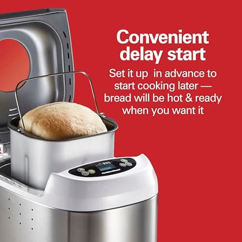 Hamilton Beach Digital Electric Bread Maker Machine Artisan and Gluten-Free, 2 lbs Capacity, 14 Settings, White and Stainless Steel (29987) 6