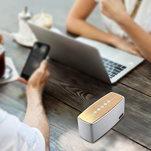 comiso Bluetooth Speakers, Portable Speaker 5.0 with 20W Stereo Sound, Wireless Stereo Pairing, Wood Bluetooth Audio with Subwoofer, 24H Playtime, Hands-Free, Great for Office, Home, Outdoor 9