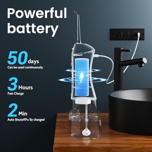 Water Flossers for Teeth, Electric Floss for Adults & Kids, Water Dental Picks, Cleaning and Flossing, Portable Flossers for Travel Size, Gums, Dental Care with Travel Bag, Waterproof - Green/Pink 6