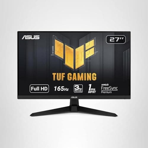 ASUS TUF Gaming 27 Inch Gaming Monitor - Full HD, 1080P, 165Hz (Supports 144Hz), 1ms, Extreme Low Motion Blur, FreeSync Premium, Shadow Boost, Eye Care, HDMI, DisplayPort, Tilt Adjustable - VG277Q1A 9