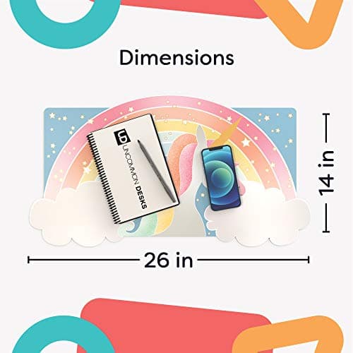 Uncommon Desks Kid's Desk Mat - for Schoolwork Arts & Crafts - Fun Computer & Mouse Pad Blotter - Washable Table Cover - Student School Organizer - Cute Office, Home, School Supplies - Unicorn Design 5