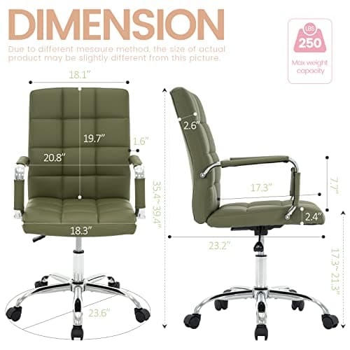 MFD LIVING High Back Desk Chair, Modern PU Leather Home Office Task Chair with Arms, Adjustable Swivel Computer Executive Chair with Wheels (Olive Green) 5