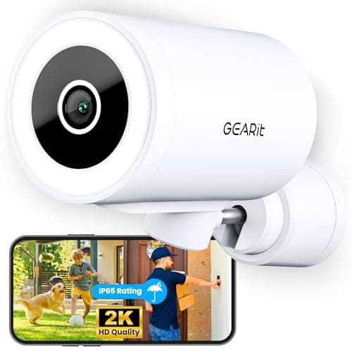 GEARit Cameras for Home Security - Outdoor Camera with Clear 2K HD Video - IP65 Weatherproof, Motion Detection & Tracking Home Security Camera w/Color Night Vision - 2-Way Audio Surveillance Camera