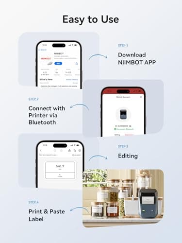 NIIMBOT B1 Label Maker Machine with Tape, 2 Inch Portable Label Printer, Bluetooth Thermal Label Printer with Multiple Templates for Small Business,Office,Home,School (Blue, 1 Printer+1 Roll Label) 5