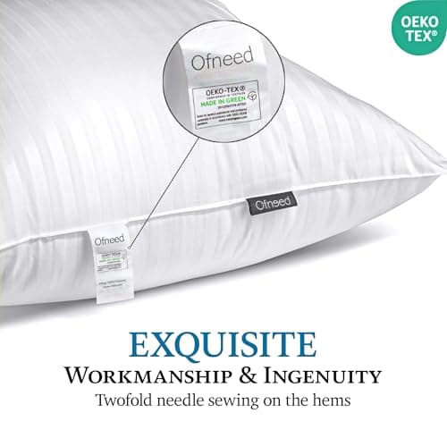 OFNEED King Size Pillows Set of 2 Down Alternative – Soft & Fluffy King Pillows 2 Pack with Soft & Brushed Cover, Hotel Pillows for Bed, Perfect Bed Pillows for Side and Back Sleepers, Size 20"x36" 5