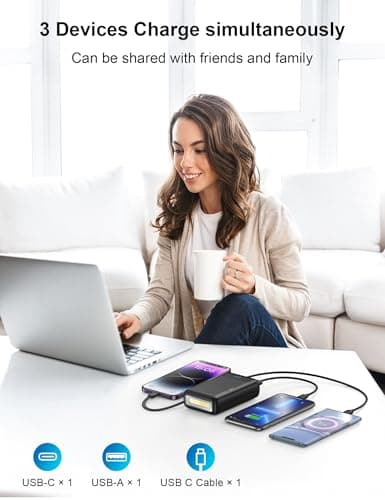 Portable Charger, 27000mAh 22.5W Fast Charging Power Bank with Built-in Cable, USB C Battery Pack with LED Display/Flash Light, Travel Essential External Battery Charger Bank for iPhone Samsung Black 5