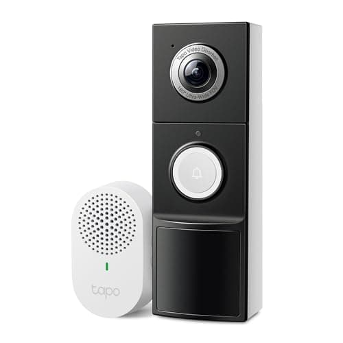 Tapo 2K+ Wired or Battery Powered Smart Video Doorbell with Chime - 180° Field of View, Person/Vehicle/Package Detection, Ring Call, 2-Way Audio, Subscription-Free Local Storage or Optional Cloud,D225