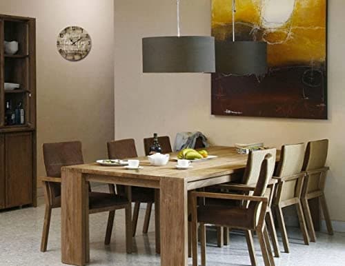 Round Farmhouse Wall Clock - 13 Inch – Decorative Wood Style Quartz Battery Operated Rustic Home Decor Vintage Decoration Retro Design for Living Room Kitchen Bedroom Bathroom Large Numbers Silent 5