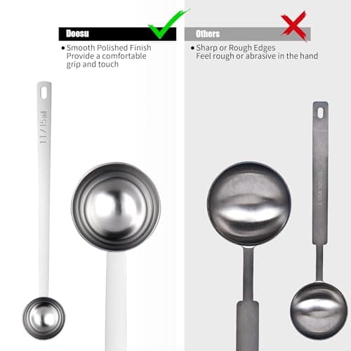 18/8 Stainless Steel Coffee Scoop, Doosu Food-Grade Metal Measuring Spoon with 6.9in Long Handle, Tablespoon Scooper for Coffee Beans, Ground Coffee, Espresso, Protein Powders, Tea, Sugar (1 Tbsp) 8