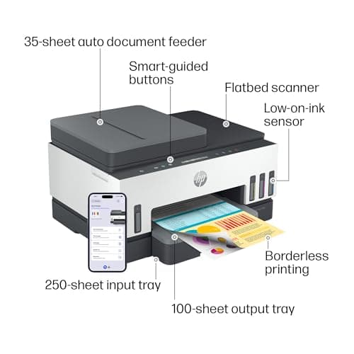 HP Smart Tank 7301 Wireless All-in-One Ink Tank Printer, Scanner, Copier with 2 Years of Ink Included, Best-for-Home Office, Cartridge-Free Refillable, AI-Enabled (28B70A) 11