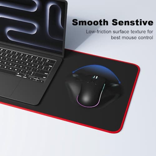 Large Gaming Mouse Pad Mat 11.8x23.6 Inches with Red String Stitched Edge Non-Slip Rubber Base Washable Resilient for Office Home Computers Laptop Table Mouse Pads Mats Accessory 5