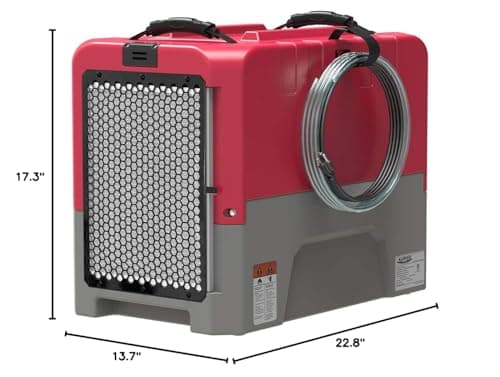 ALORAIR LGR Commercial Dehumidifier with Pump Drain Hose, 180 Pint Large Capacity Crawl Space Dehumidifier for Water Damage Restoration, Basements Warehouse & Job Sites, 5 Years Limited Warranty, Red 9