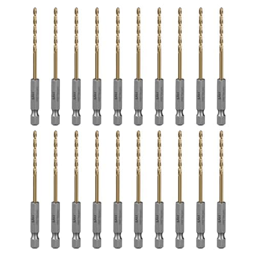 SALI Cobalt Drill Bit Set,20 Pack 7/64 Inch High Speed Steel Hex Shank Jobber Drill Bits, for Hardwood, Aluminum,Metal,Copper,Alloyed Steel