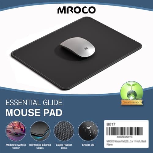 MROCO Mouse Pad [30% Larger] with Anti-Fray Stitched Edges, Premium-Textured Waterproof Surface, Non-Slip Rubber Base, Computer & Gaming Mouse Mat for Laptop, Office & Home, 8.5 x 11 in, Black 7