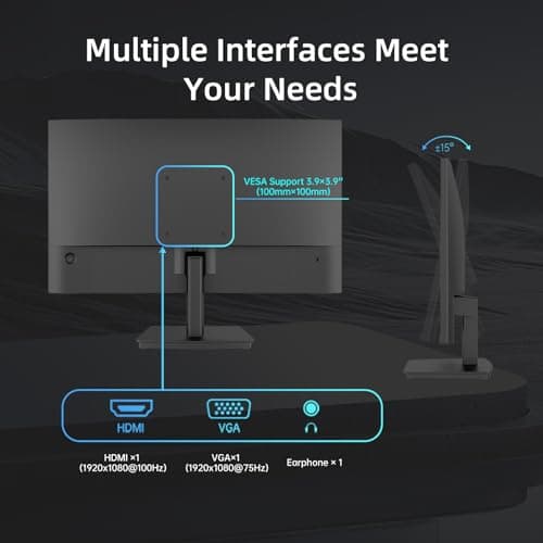 KTC 24 inch Monitor - 1080P Monitor, 100Hz FreeSync Gaming Moniter with HDR10,VESA Mountable, Adjustable Tilt, ZeroFrame Design, HDMI,VGA,Earphone Ports, PC Monitors for Office 8