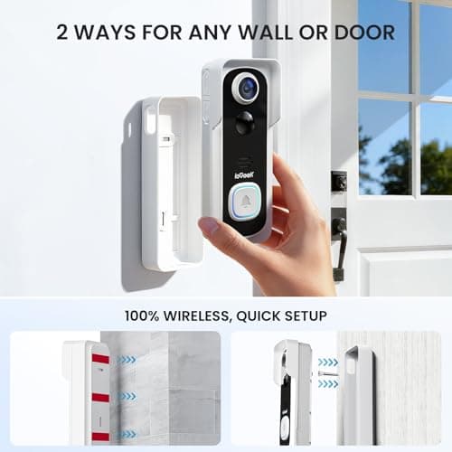 ieGeek Doorbell Camera Wireless No Subscription, 2K 3MP HD View, 2-Way Talk, PIR Motion Detection, Wireless Video Doorbell with Chime, Only Supports 2.4GHz WiFi, Local & Cloud Storage, White 6