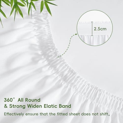 David's Home Cooling Fitted Sheet Queen Size, 100% Rayon Derived from Bamboo, 16" Deep Pocket 2.5cm Wider Elastic, Luxury Smooth Silky Soft Breathable Bottom Sheet for Hot Sleeper, White 6
