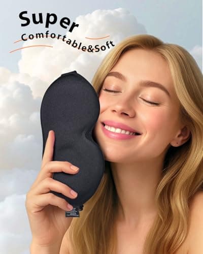 MABAO Weighted Sleep Mask - 100% Blackout Eye Mask for Sleeping for Women Men, 3D Contoured for Lash Extension, Zero Eye Pressure Memory Foam Cover, Soft Gentle Pressure Blindfold for Travel - Black 8