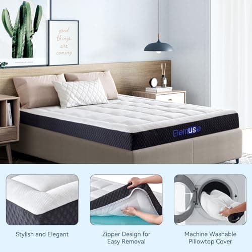 ELEMUSE 5 Inch Twin Mattress for Kids Adults Cooling Gel Memory Foam Plus Pillowtop Mattress for Single Bed, CertiPUR-US® Certified Breathable Bed in a Box for Pressure Relief, Fiberglass-Free 5
