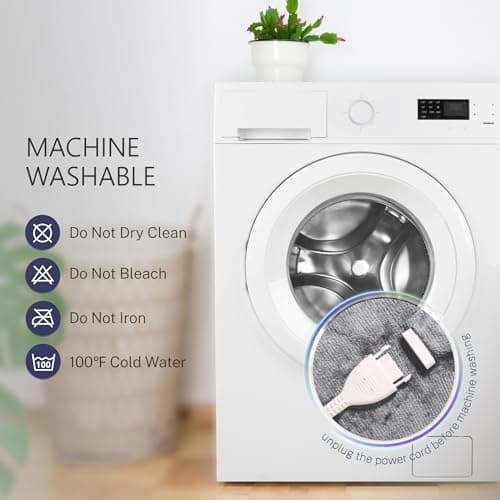 Thermylux Electric Blanket Full 72"x84" Heated Electric Blankets 10 Heating 12 Time Settings Levels 8 Hours Auto Off Fast Heating and Overheat Protection ETL Certified Machine Washable,Ivory 7