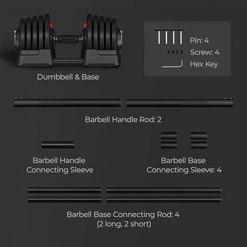 Yaheetech Adjustable Dumbbell Set 90lbs Fast Adjust Dumbbells 2 in 1 Dumbbell Weight Set Free Weight Set Used as Barbell, with Tray for Men/Women Strength Training Equipment 9