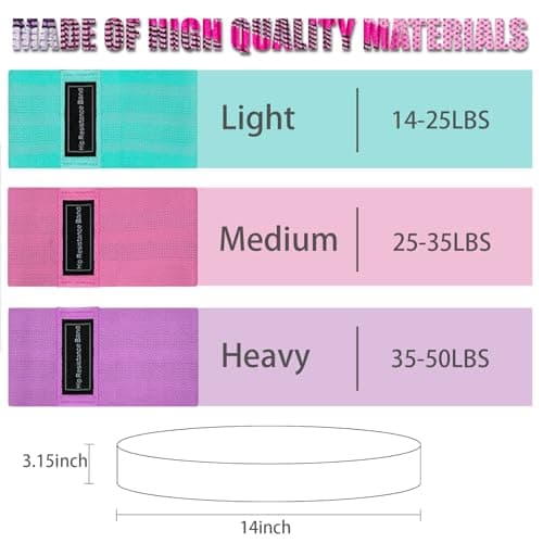 Exercise Bands, 3 Levels Fabric Resistance Bands for Working Out, Workout Bands Resistance for Women & Men, Multi-Colored Fabric Booty Bands for Leg Strength Training, Rehab, Yoga(Pink) 7