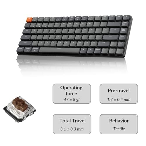 Keychron K3 Version 2, 84 Keys Ultra-Slim Wireless Bluetooth/USB Wired Mechanical Keyboard with White LED Backlit, Low-Profile Keychron Mechanical Brown Switch Compatible with Mac Windows 6