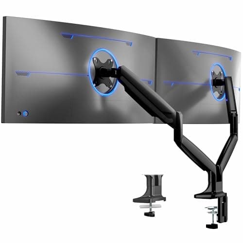 VIVO Premium Aluminum Heavy Duty Dual Monitor Arm for Ultrawide Monitors up to 40 inches and 24 lbs Each, Desk Mount Stand, Pneumatic Height, Max VESA 100x100, Black, STAND-V202Q