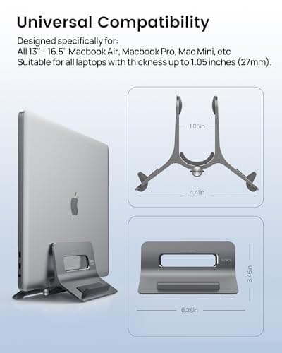 SODI Vertical Laptop Stand for Desk, Gravity Auto Lock MacBook Stand, Aluminum Laptop Holder Vertical Compatible with MacBook Pro, Air, Tablet, Space-Saving Organize Work & Home Office, Gray 8