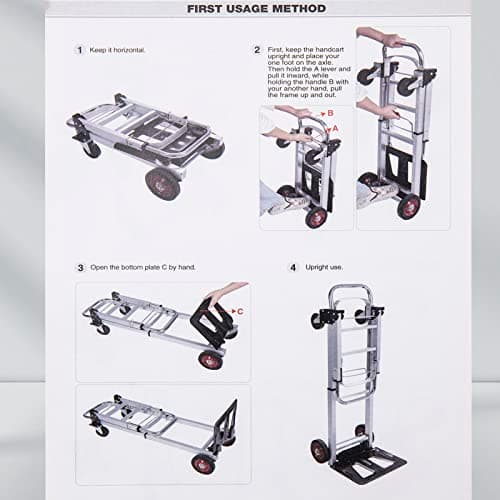 330LB Folding Hand Truck Dolly Cart with Telescoping Handle Heavy Duty Aluminum Hand Truck 2 in 1 Convertible Hand Truck Foldable for Moving with Bungee Cords 6