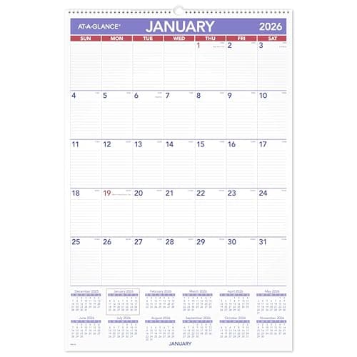 AT-A-GLANCE 2026 Wall Calendar, 20" x 30", Extra Large (PM42826)