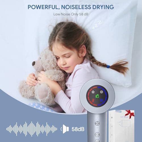 Labiim Hair Dryer, High-Speed Ionic Low Noise Blow Dryer with Brushless Motor for Fast Drying, Thermo-Control Quiet Compact Hair Blow Dryer, Hairdryer 8