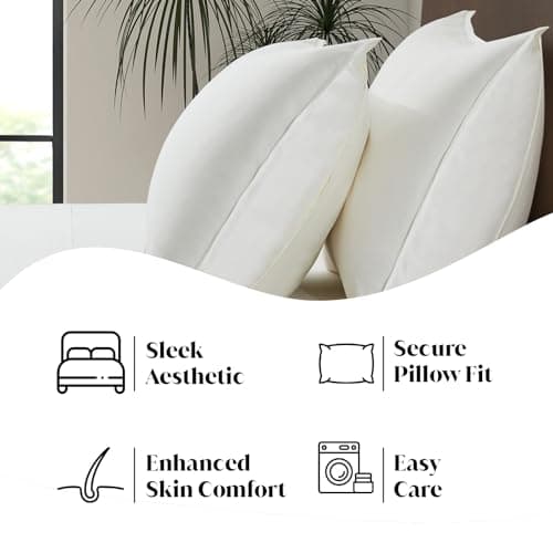 Luxury Bamboo Market | King Envelope Pillowcase Set | 100% Viscose Made from Bamboo | Organically Grown | Ultra Soft | Cooling | 2pcs [Opulent Ivory] 5