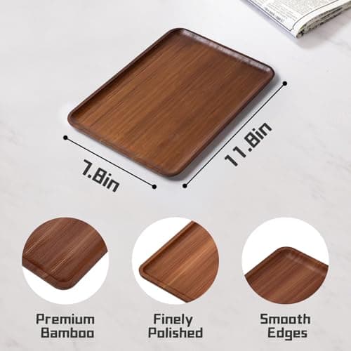 XZHXFX Bamboo Vanity Tray, Decorative Tray for Counter, Coffee Table, Kitchen, Bedroom (Small) 5