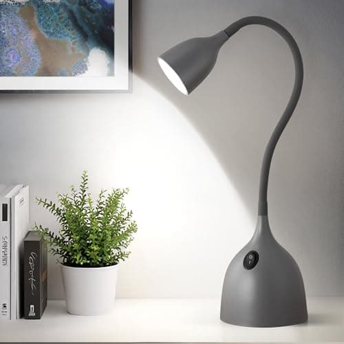 EJIAXIN Desk Lamp for College Dorm Room - LED Reading Light - Small Adjustable Flexible Gooseneck Table Lamp - Eye-Caring Desk Lamp for Home Office Study Lamp, White