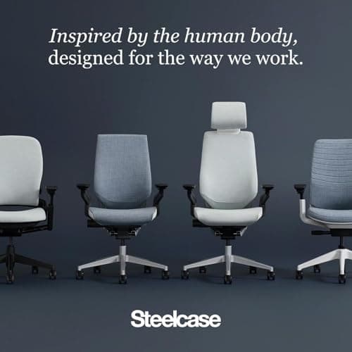 Steelcase Gesture Office Chair - Ergonomic Work Chair with Wheels for Carpet - Comfortable - Intuitive-to-Adjust for Desk - 360-Degree Arms - Licorice Fabric 8