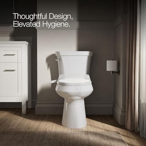 Kohler PureWash M250 Manual Elongated Bidet Toilet Seat, White, Quiet-Close Lid Prevents Slamming, Cool Water, Easy Installation with Quick-Release Hinges, Adjustable Spray Position & Pressure 5