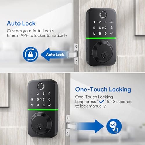 Smart Door Lock Deadbolt with Keypad: Keyless Entry Door Lock - Fingerprint Lock for Front Door - Electronic Lock with Bluetooth and APP Control 5
