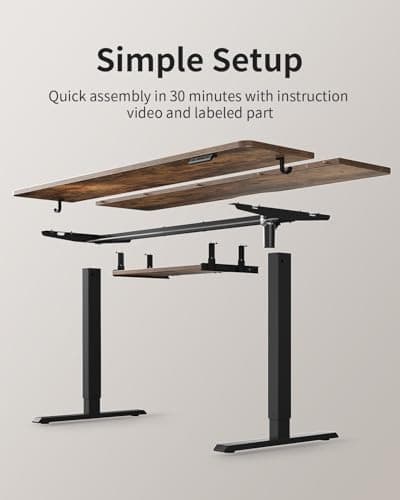FEZIBO Standing Desk with Keyboard Tray, 55 x 24 Inch Adjustable Height Sit Stand Desk with Memory Presets for Home Office, Ergonomic Computer Workstation, Rustic Brown 7